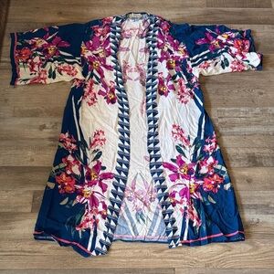Flying Tomato Floral Kimono Jacket - Blue and Pink size M/L